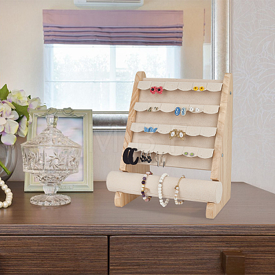 Detachable Wooden Jewelry Tower Display Stands for Earrings Bracelets Watches ODIS-WH0043-265-1