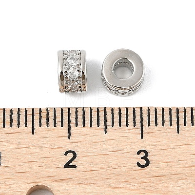 Brass Micro Pave Cubic Zirconia Beads KK-R219-24P-1