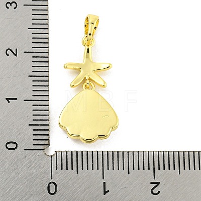 Brass Pave Shell Pendants KK-P263-01B-G-1