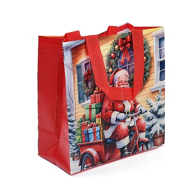 Rectangle Christmas No Woven Fabric Printed Tote Bags ABAG-P015-03A-1