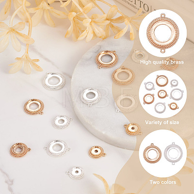 16Pcs 16 Style Brass Pendant Cabochon Settings & Cabochon Connector Settings FIND-BY0001-13-1