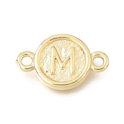 Brass Disc with Initial Links Connector Charms KK-E802-36G-M-1