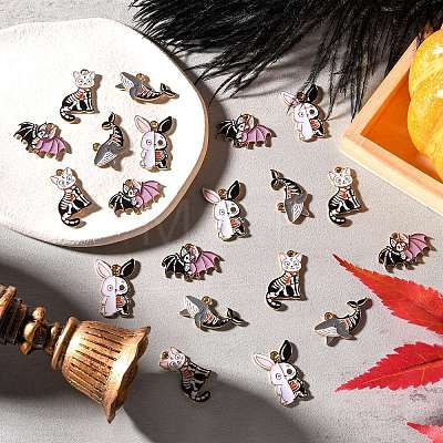 20Pcs 4 Styles Alloy Enamel Pendants ENAM-CJ0002-66-1