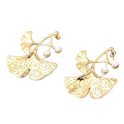 304 Stainless Steel & Plastic Pearl Stud Earrings EJEW-G462-02G-1