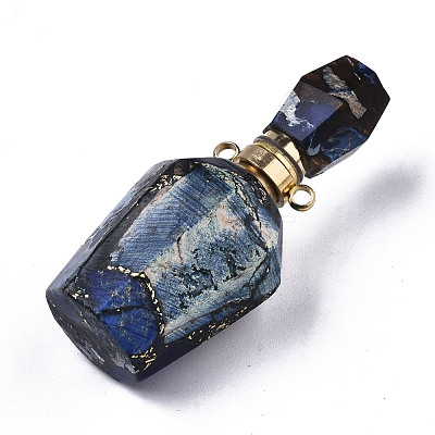 Assembled Synthetic Pyrite and Imperial Jasper Openable Perfume Bottle Pendants G-R481-15B-1