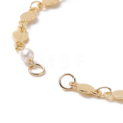 Brass Flat Round Link Chain Bracelet Making AJEW-JB01150-03-1