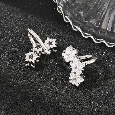 Brass Micro Pave Clear Cubic Zirconia Cuff Earrings EJEW-G471-40P-1