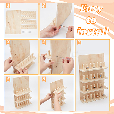 Wood Finger Ring Organizer Display Holder Set RDIS-WH0020-03-1