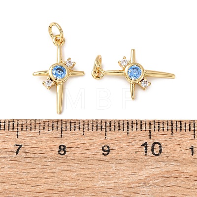 Brass Micro Pave Cubic Zirconia Pendants KK-C143-43C-G-1