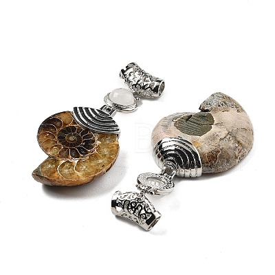 Natural Quartz Crystal Fossil Snail Pendants G-F062-01-1