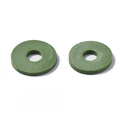 Flat Round Handmade Polymer Clay Beads CLAY-R067-10mm-43-1