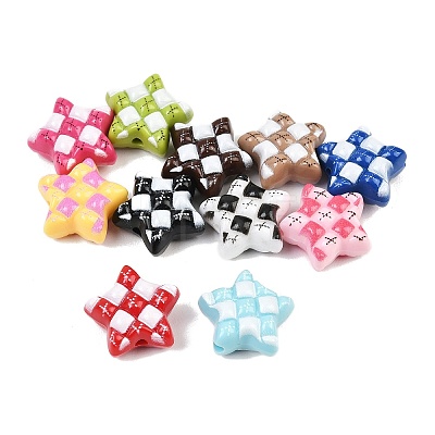 Printed Opaque Acrylic Beads OACR-B051-03-1