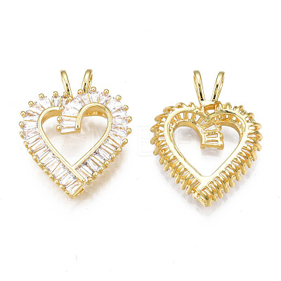 Brass Micro Pave clear Cubic Zirconia Pendants ZIRC-N039-178-NF-1