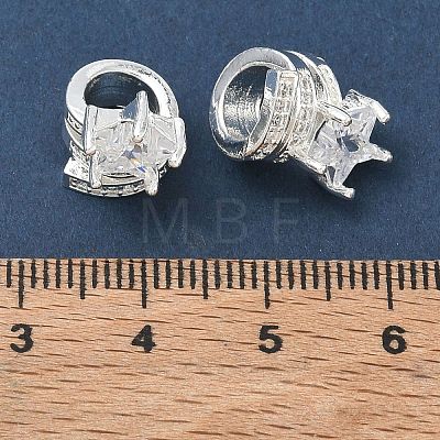 Brass Micro Pave Cubic Zirconia European Beads CU-CBAB0CF-08S-02-1