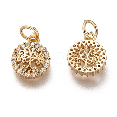 Brass Micro Pave Clear Cubic Zirconia Charms ZIRC-C020-69G-1