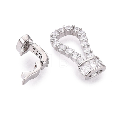 Brass Micro Pave Clear Cubic Zirconia Fold Over Clasps KK-Q074-17P-1