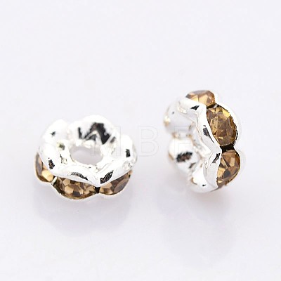 Brass Rhinestone Spacer Beads RB-A014-L6mm-14S-NF-1