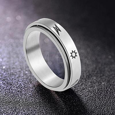 Sun & Cloud & Bolt Lightning Alloy Rotating Finger Ring PW-WG83216-04-1