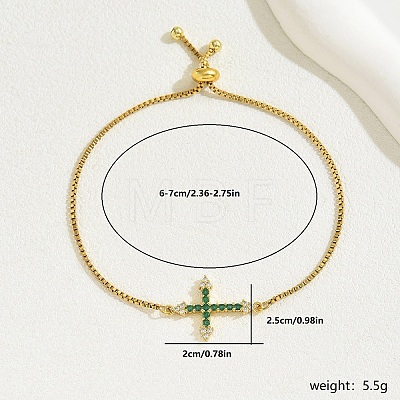 Fashionable European and American Style Brass Cubic Zirconia Cross Slider Bracelets FS4341-2-1
