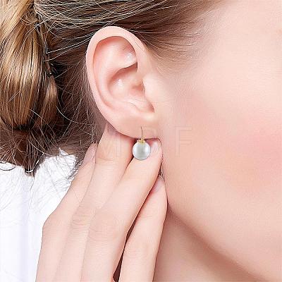 Pearl Earrings Gray Round Ball Hoop Dangle Earrings Stud Elegant Shell Pearl Drop Stud Imitation Freshwater Cultured Pearls Earrings Brass Charms Jewelry Gift for Women JE1096A-1