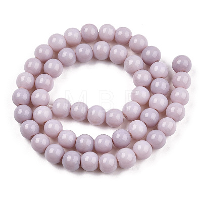 Opaque Solid Color Glass Beads Strands GLAA-T032-P8mm-07-1