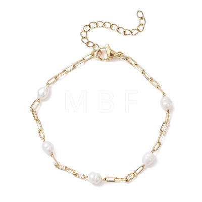 Natural Freshwater Pearl Beaded Link Bracelets BJEW-JB12849-1