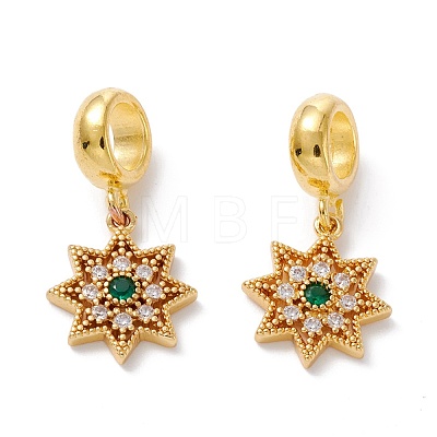 Brass Cubic Zirconia European Dangle Charms KK-B037-30G-1