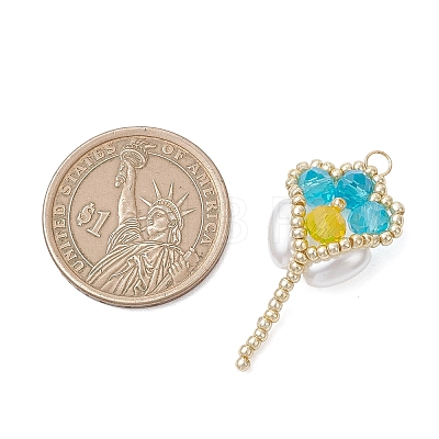 Glass Seed Beaded Tulip Pendants PALLOY-MZ01214-02-1