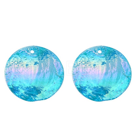 AB Color Plated Capiz Shell Pendants SSHEL-T008-01B-1