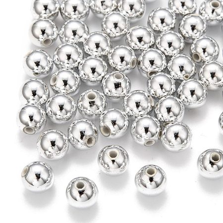 Plating Plastic Acrylic Round Beads PACR-L003-8mm-S-1