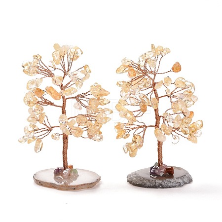 Natural Citrine Chips & Agate Pedestal Display Decorations DJEW-A001-04D-1