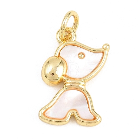 Natural Shell Dog Pendants KK-H273-03G-1