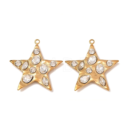 304 Stainless Steel Rhinestone Pendants RB-CBA6799-01G-1