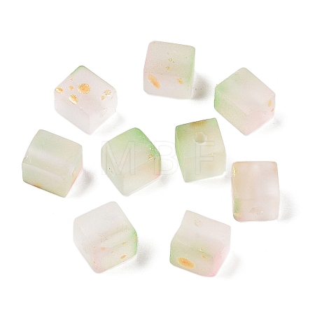 Frosted Glass Beads with Golden Glitter Powder DGLA-NH001-6mm-01E-1