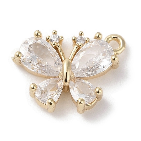 Brass Micro Pave Cubic Zirconia Charms KK-G491-28G-01-1