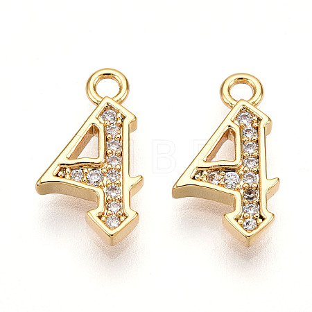 Brass Micro Pave Cubic Zirconia Charms KK-N261-104E-G-1