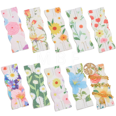 10Pcs 10 Styles Flower Printed Felt Necklace Display Cards DIY-SC0033-86A-1