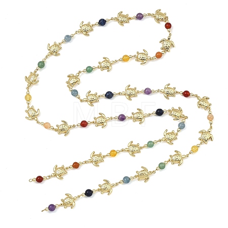 Natural & Synthetic Mixed Gemstone Handmade Round Beaded Chains AJEW-JB01653-01-1