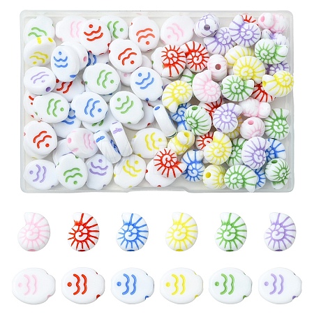 80Pcs 2 Styles Opaque Acrylic Beads SACR-YW0002-18-1