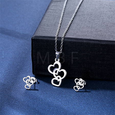 304 Stainless Steel Pendant Necklace & Stud Earring FS-WGC30A7-06-1