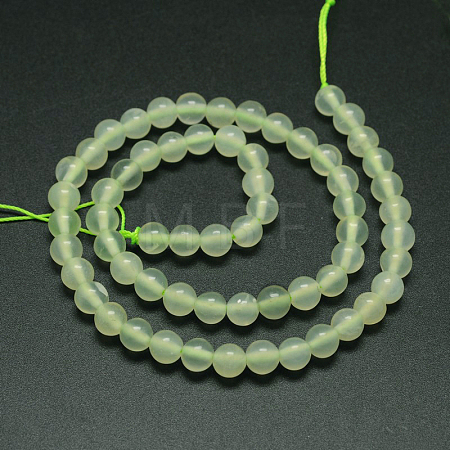 Natural New Jade Stone Round Bead Strands G-O039-16-4mm-1