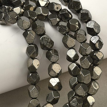 Natural Gold Pyrite/Golden Pyrite Beads Strands G-G459-A01-6mm-1