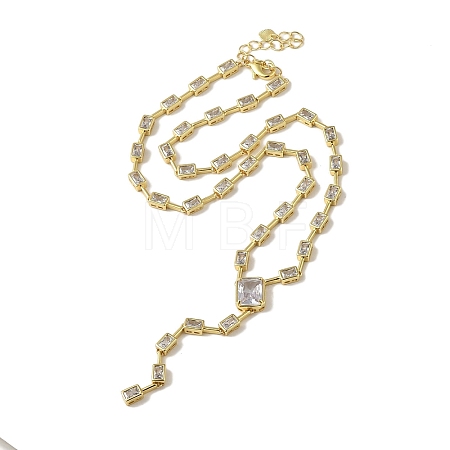 Rack Plating Brass Micro Pave Cubic Zirconia Necklaces NJEW-P308-01G-03-1