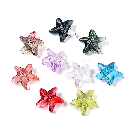Gradient Color Baking Paint Transparent Glass Beads X-DGLA-N005-09-1