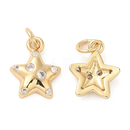 Rack Plating Brass Micro Pave Clear Cubic Zirconia Charms KK-I706-17G-1