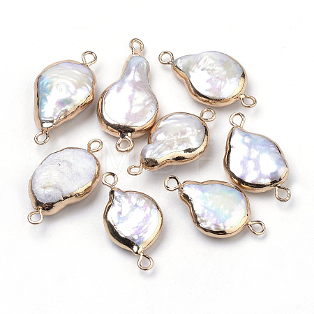 Plated Natural Baroque Pearl Keshi Pearl Links connectors PEAR-S012-01-1