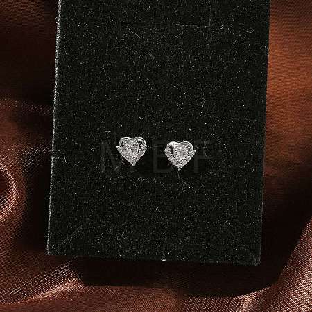 Brass Micro Pave Clear Cubic Zirconia Stud Earrings for Women EJEW-F403-04P-1