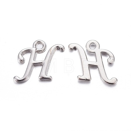 Platinum Plated Alloy Letter Pendants PALLOY-J718-01P-H-1