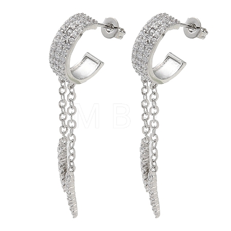 Brass Micro Pave Clear Cubic Zirconia Stud Earrings EJEW-A045-01P-1