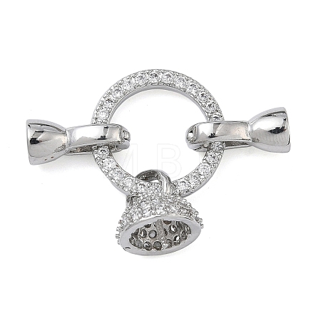 Ring Brass Micro Pave Clear Cubic Zirconia Fold Over Clasps KK-Z143-15P-1